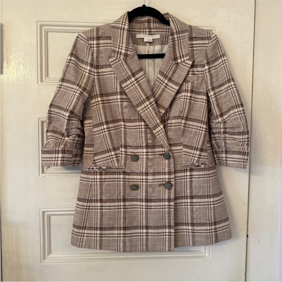 Veronica Beard Viva Dickey Jacket Brown Plaid Blazer - Picture 7 of 15